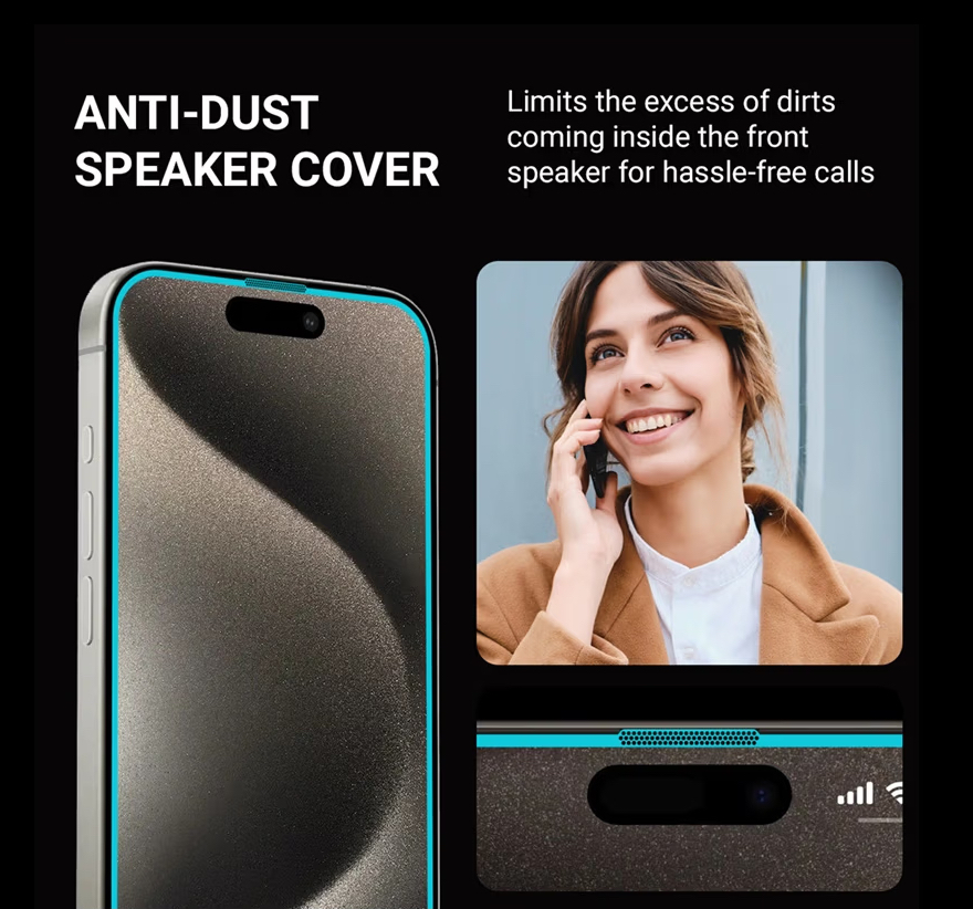 Crong Anti-Bacterial 3D Armour Glass Apple iPhone 15 Pro Max + installation frame