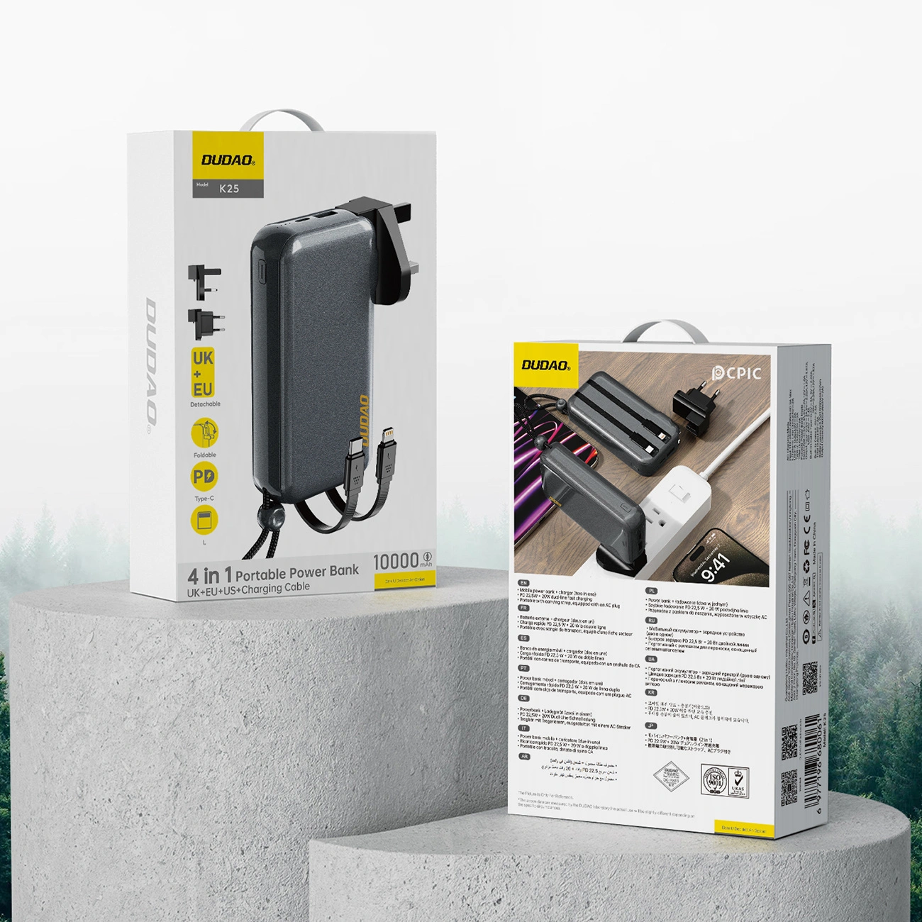 Dudao K25 2in1 10000mAh charger with power bank and 3 plugs