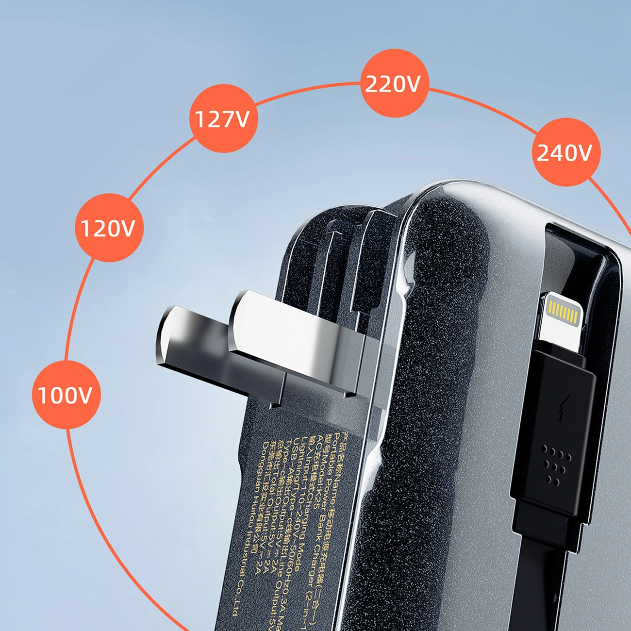 Dudao K25 2in1 10000mAh charger with power bank and 3 plugs