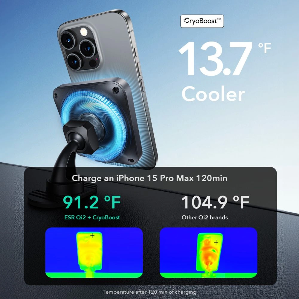 ESR Halolock Cryoboost Magnetic MagSafe QI2 15W autós töltő