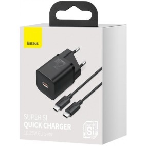 Baseus Super SI 1C 25W hálózati töltő USB-C / USB-C kábellel