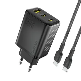 Dudao A29C 65W GaN USB-A Wall Charger, 2xUSB-C + USB-C Cable