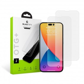 Glastify OTG+ 2-Pack iPhone 14 Pro Max tempered glass