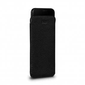 UltraSlim Black Leather Sleeve iPhone XS Max case