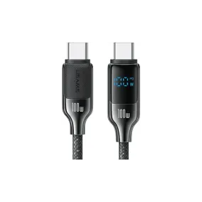 USAMS US-SJ742 USB-C/USB-C kábel 100W 1,2m digitális kijelzővel HX sorozat