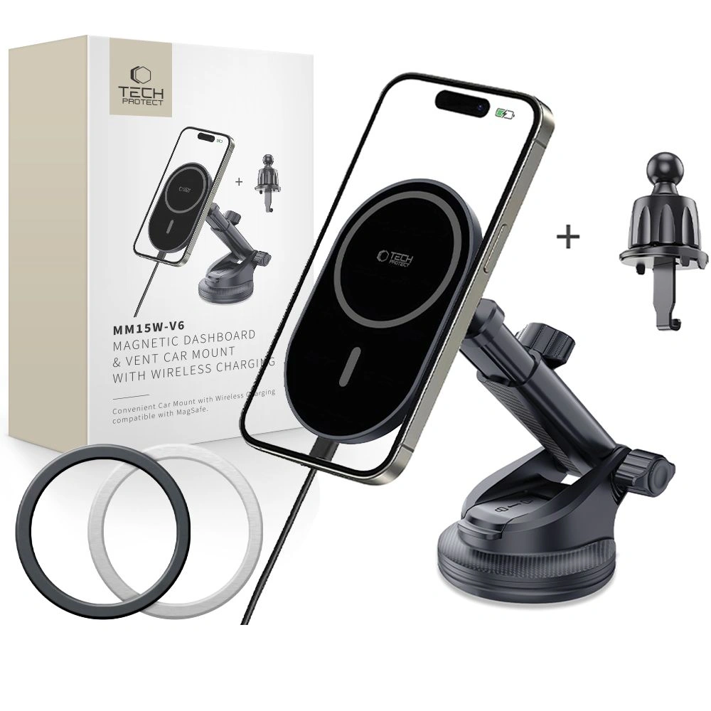 Tech-Protect MM15W-V6 Magnetic MagSafe 15W autós töltő
