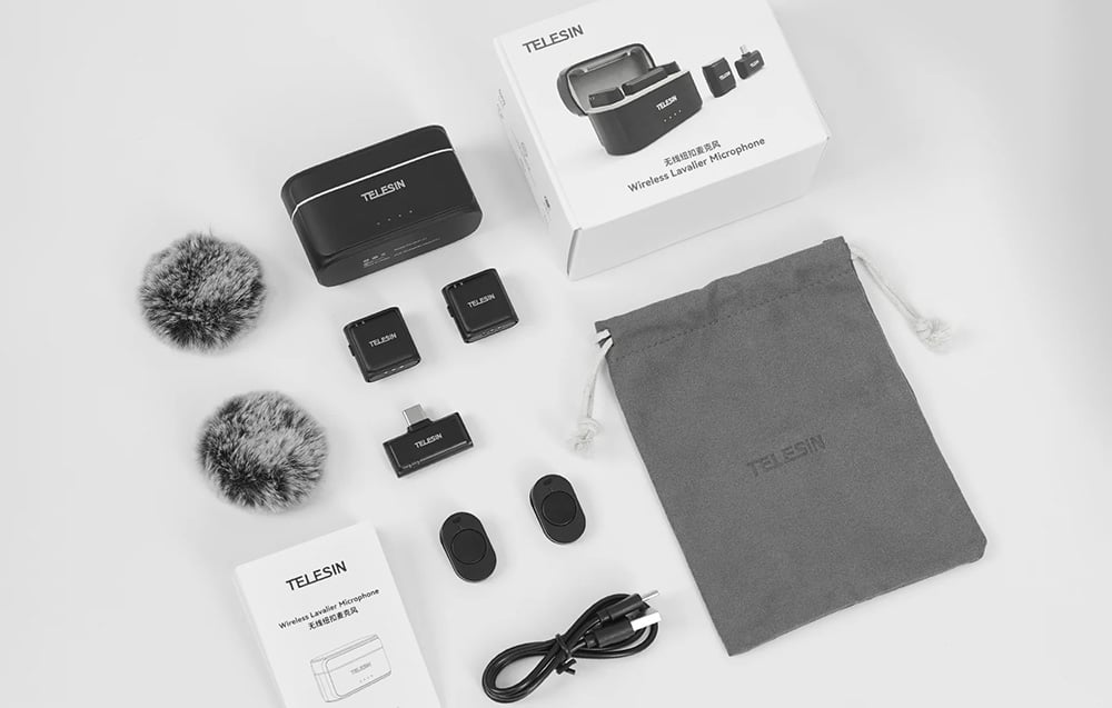 TELESIN Wireless lavalier microphone + power bank for USB-C phones
