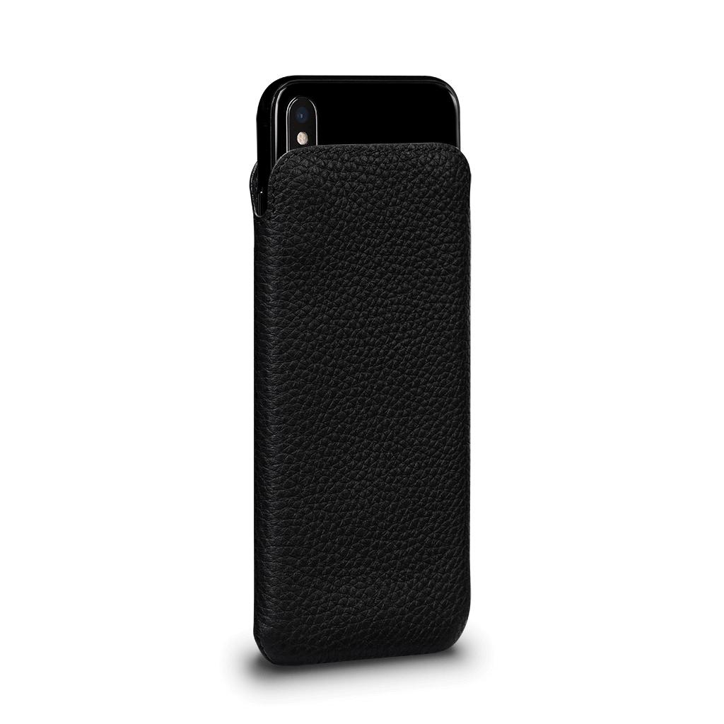 UltraSlim Black Leather Sleeve iPhone XS Max tok