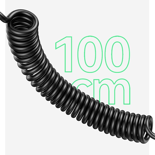 USAMS 2xUSB-C 1xUSB-A C33 60W autós töltő spirál kábellel