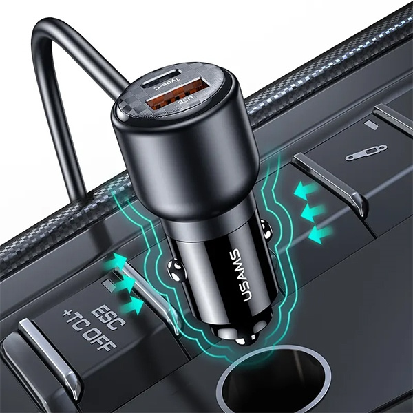 USAMS C40 3xUSB-A,2 xUSB-C 165W PD+QC autós töltő
