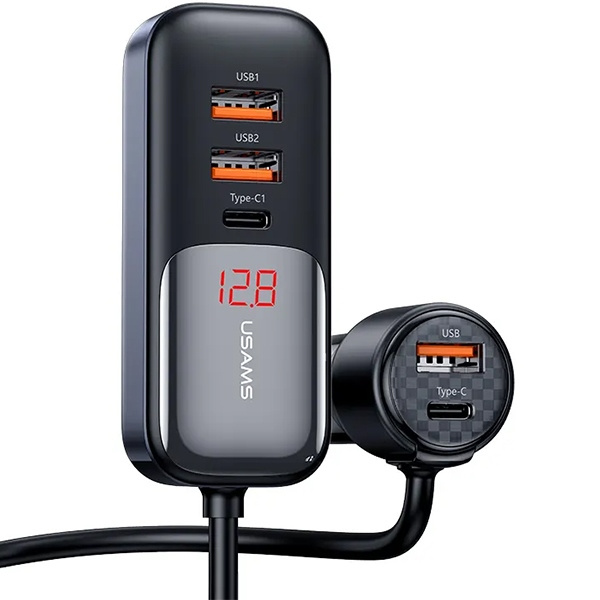 USAMS C40 3xUSB-A,2 xUSB-C 165W PD+QC autós töltő
