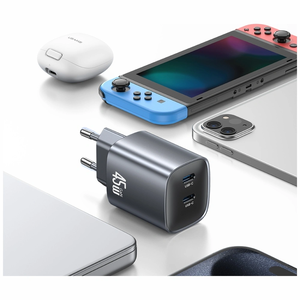 USAMS CC305 T66 45W GaN 2xUSB-C hálózati adapter