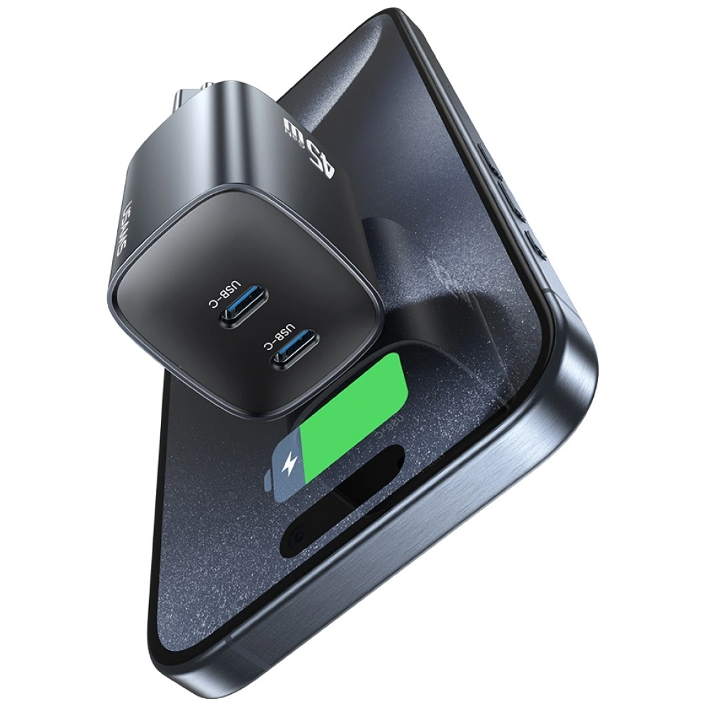 USAMS CC305 T66 45W GaN 2xUSB-C hálózati adapter