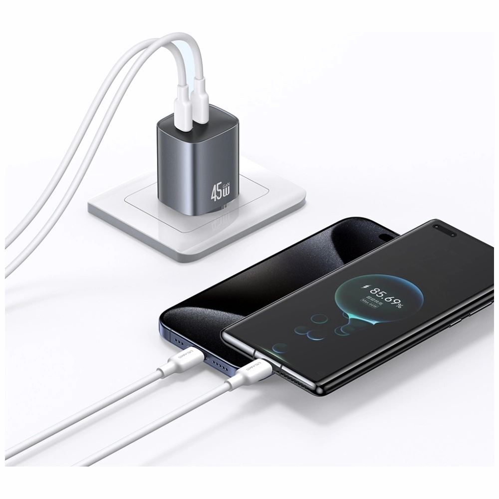 USAMS CC305 T66 45W GaN 2xUSB-C hálózati adapter