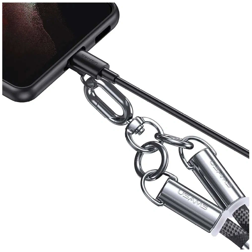 USAMS SJ745 telefontartó nyakpánt USB-C/USB-C töltőkábellel 60W 1.2m