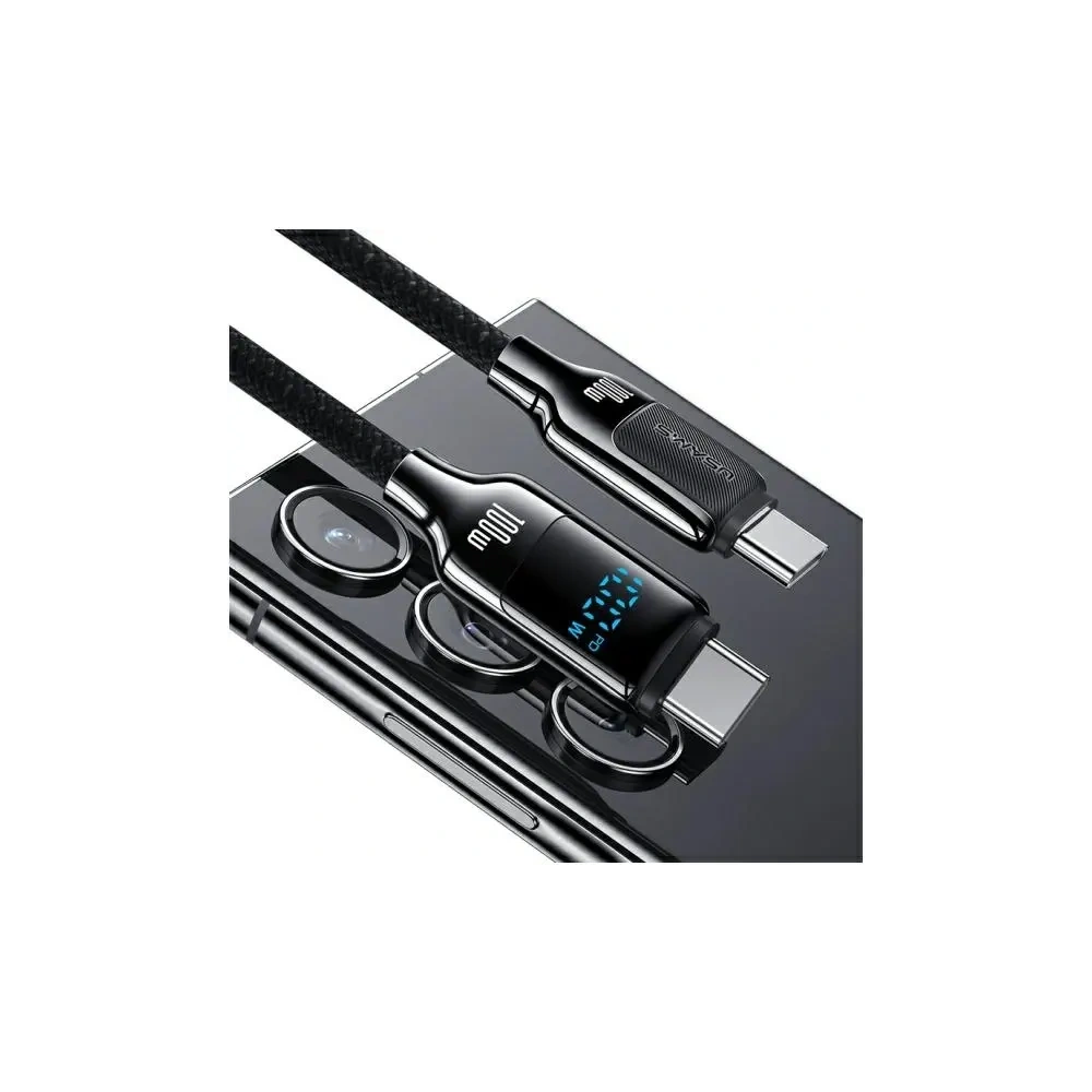 USAMS US-SJ742 USB-C/USB-C kábel 100W 1,2m digitális kijelzővel HX sorozat