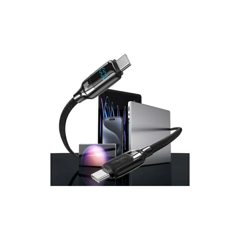 USAMS US-SJ742 USB-C/USB-C kábel 100W 1,2m digitális kijelzővel HX sorozat