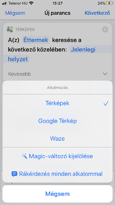 Képernyőfotón az iPhone parancs hozzáadásának utolsó lépése.