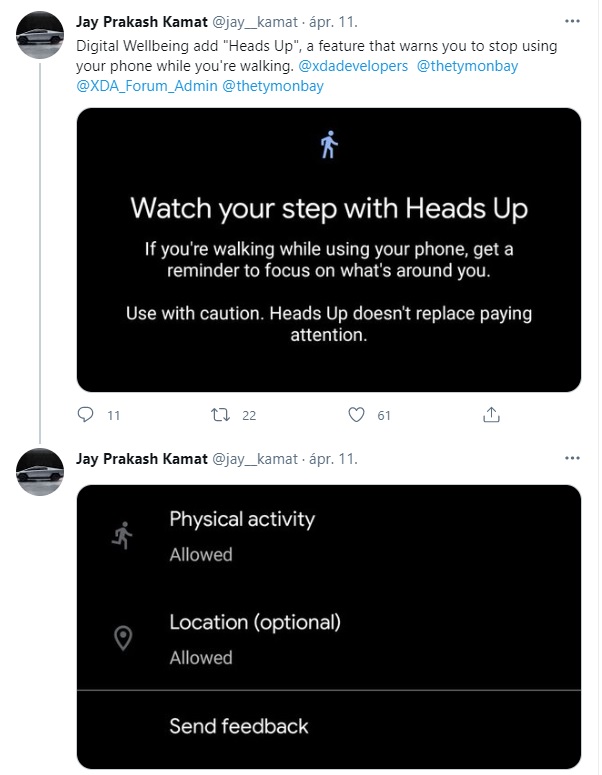 Android Watch Your Step beta verzió képernyőfotója.