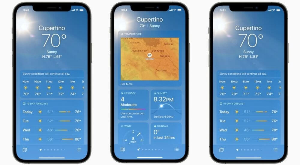 iOS 15 Időjárás applikáció