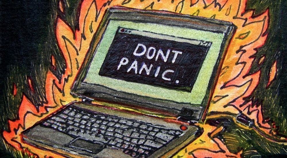 Egy égő számítógép