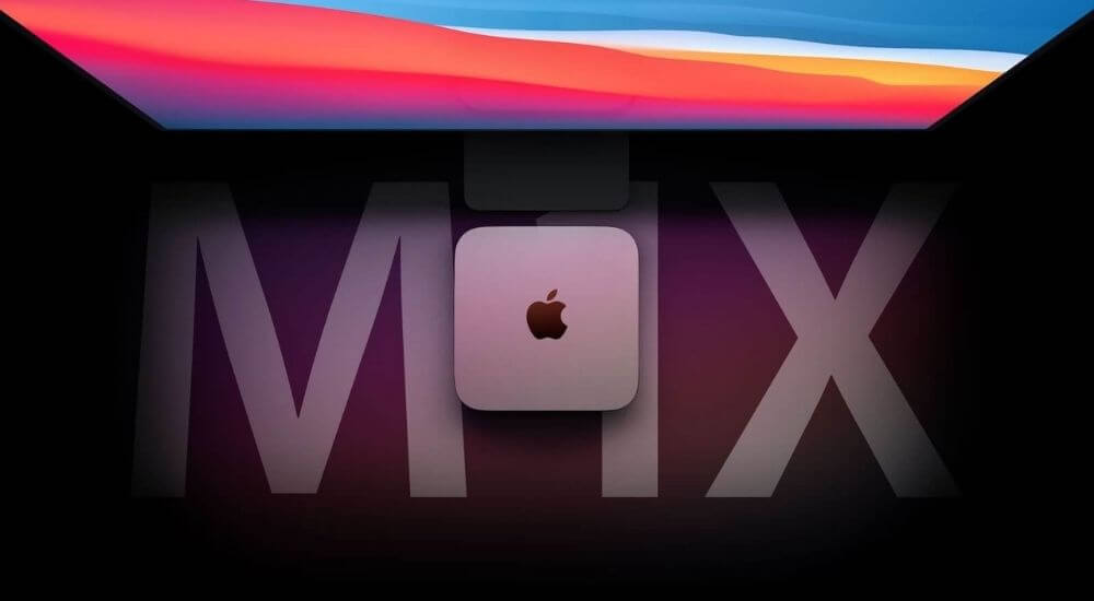 Mac mini egy M1X felirat előtt