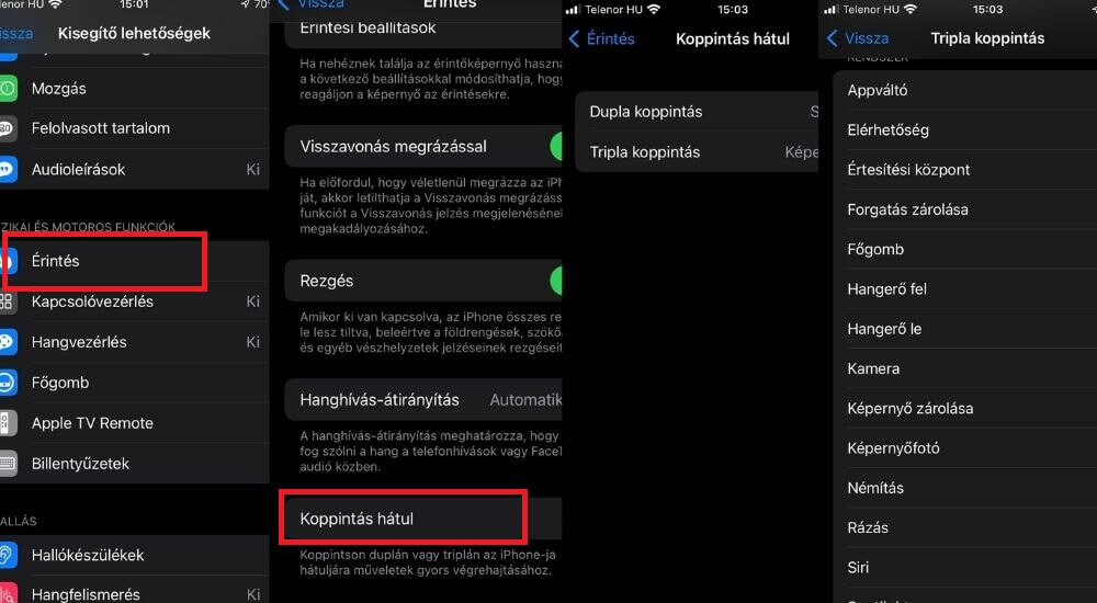 iPhone rejtett gomb aktiválása
